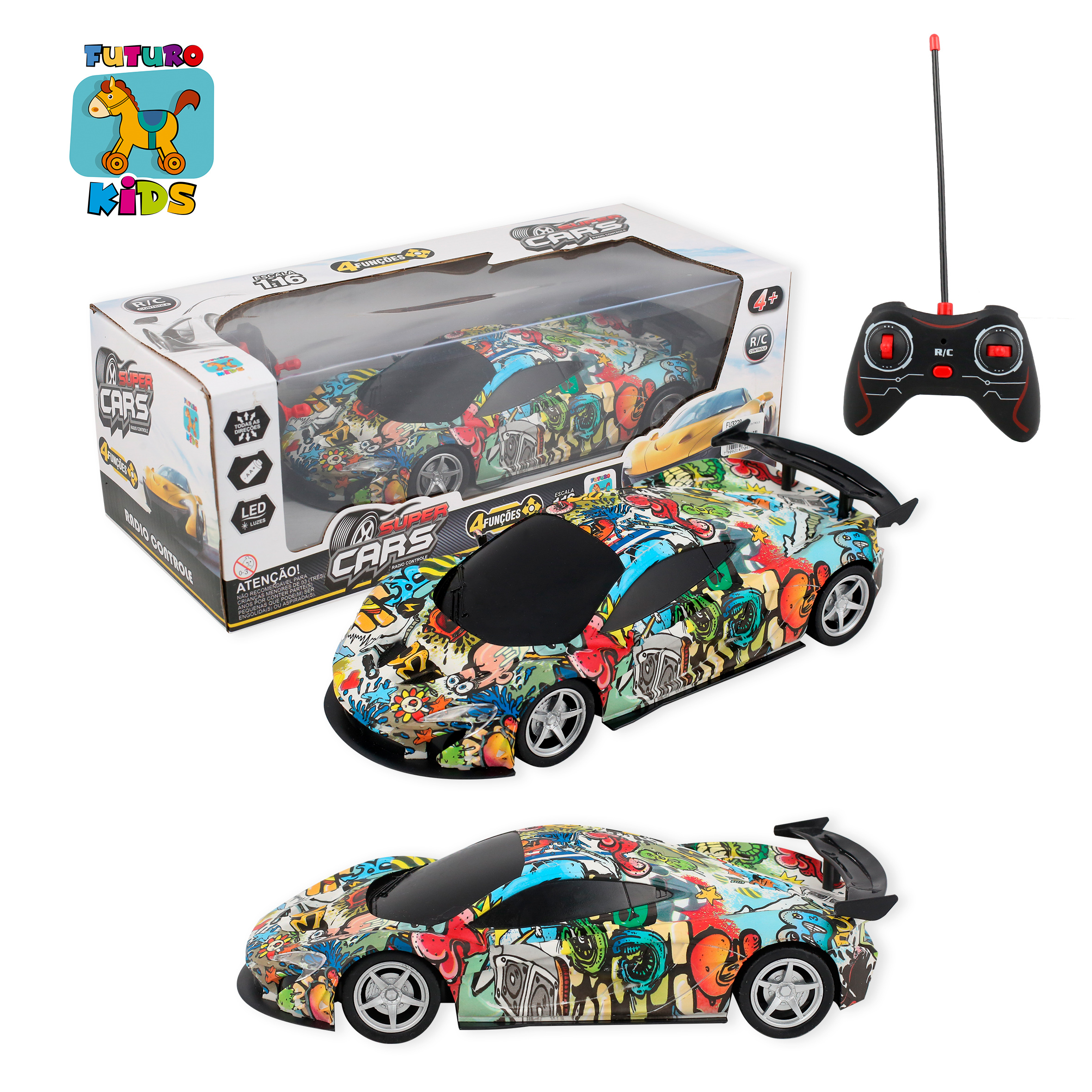 Carro de Controle Remoto Com Luzes Futuro Kids