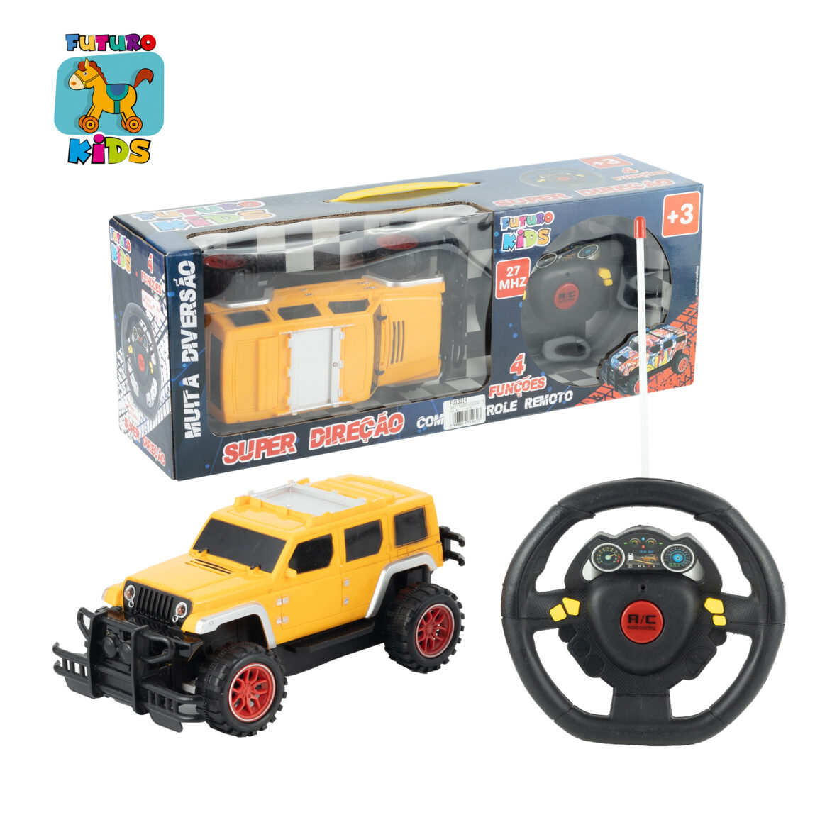 Carro com controle remoto – Modelo Jeep Amarelo – 4 funções