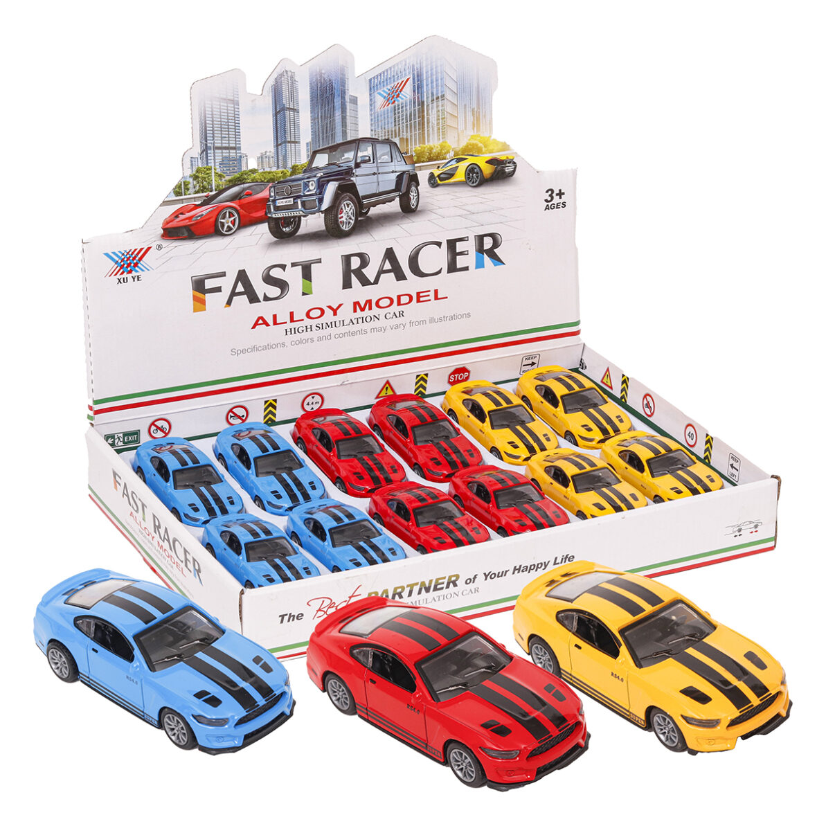 Carrinho de fricção (ferro/plástico) Brinquedo Fast Racer (DISPLAY c/12 unid.)