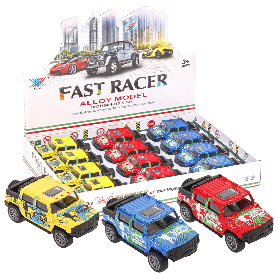 Carrinho de fricção PICKUP – (ferro/plástico) Fast Racer Heavy Duty Urban Hauler (DISPLAY c/12 unid.)